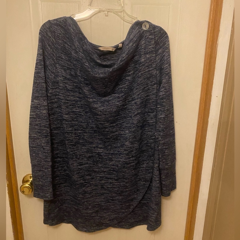 Soft Surroundings Spring Air Navy Cowl Neck Tunic Sweater Large